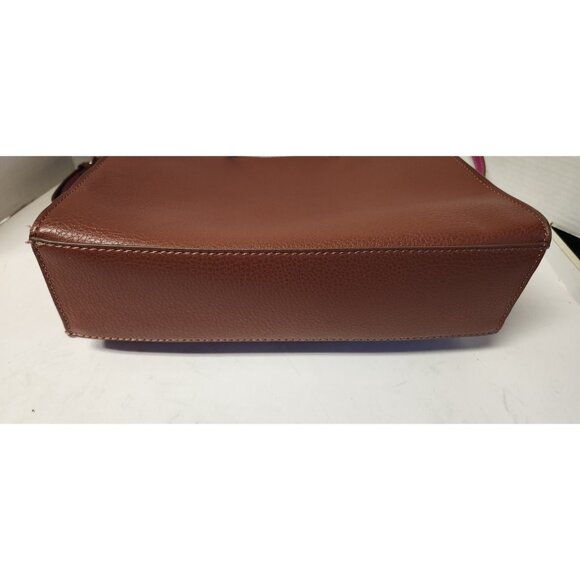 Anne Klein Arianna Satchel Pebble Leather rown Violet With Strap - Picture 6 of 9